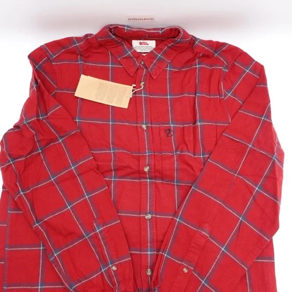 NEW Fjallraven Comfort Ovik Plaid Flannel Shirt 84132-345-560 Red/Navy - Picture 4 of 13